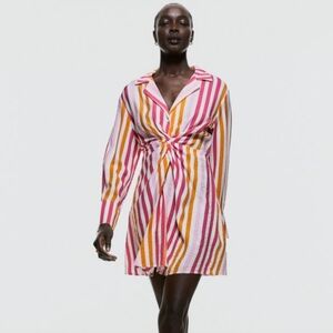 H&M Pink and Orange Striped Dress